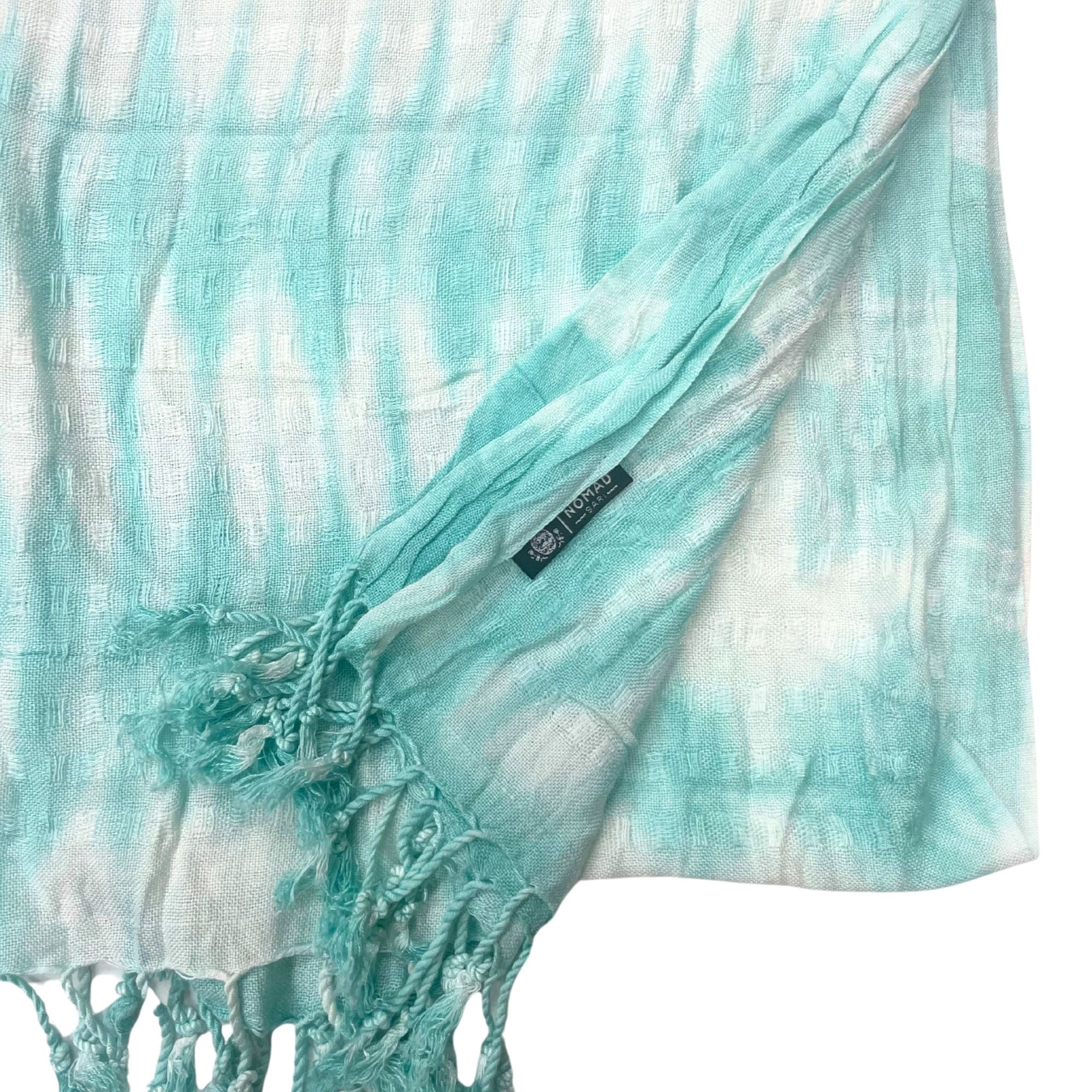 Teal Stripes & Motif Boho Java Art Stole Scarf