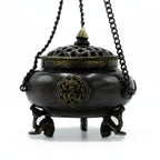 Four Symbol Hanging Pot - Large Brass Tibetan Incense Burner