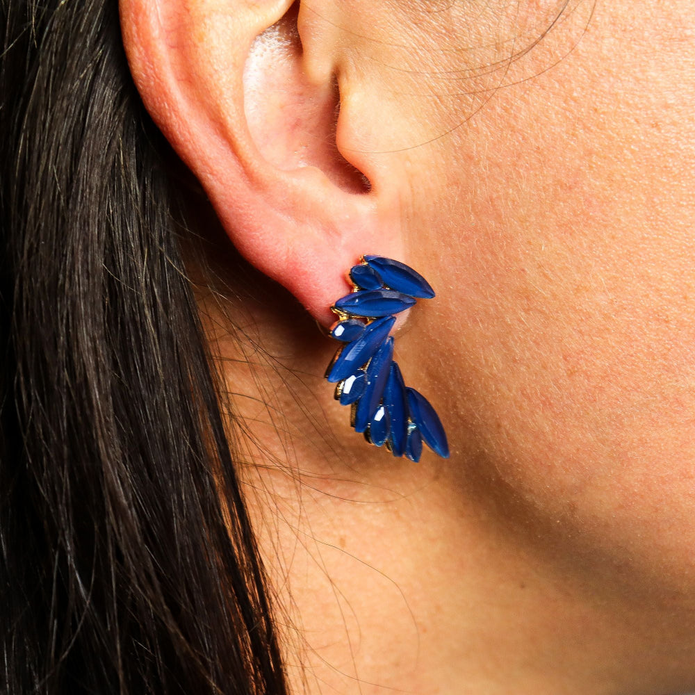 Royal Blue  Angel Wings Vintage Glass Earrings