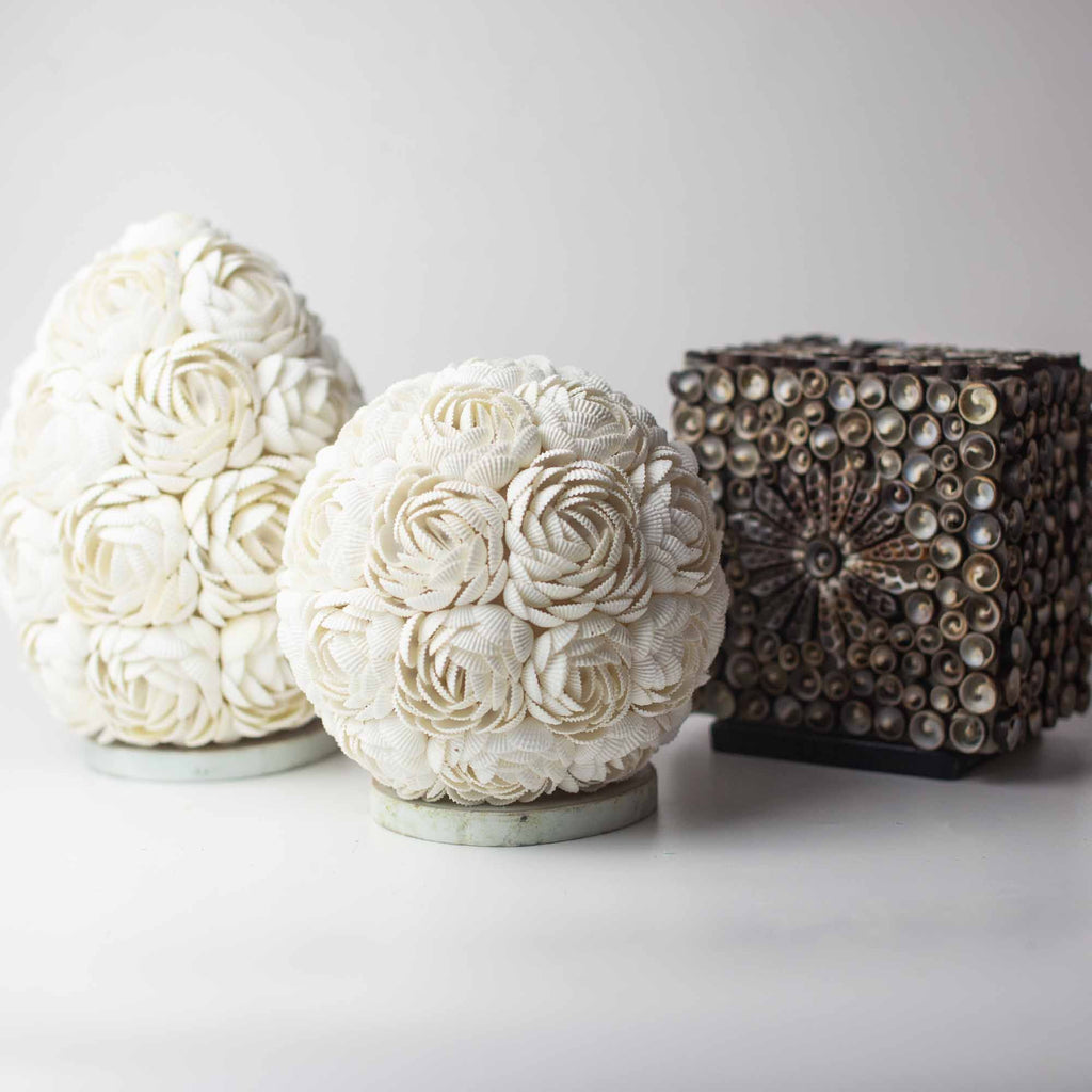 Rose Oval Boho Sea Shell Lamp  15cm