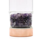 Amethyst  Rose Gold Crystal Glass Tea Infuser Bottle