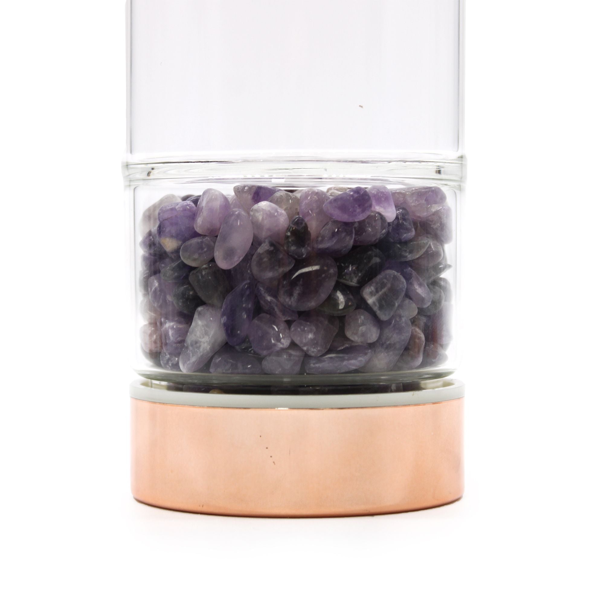 Amethyst  Rose Gold Crystal Glass Tea Infuser Bottle