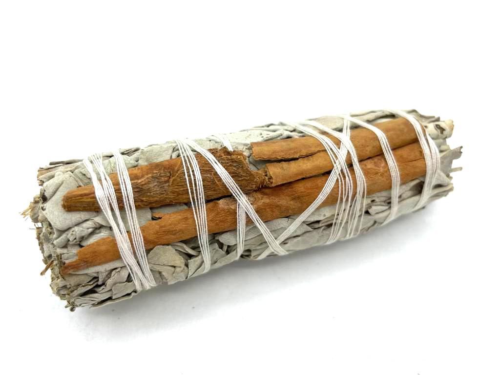 White Sage & Cinnamon  Smudge Stick  10cm