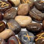 Fancy Jasper Runes Stone Set in Pouch