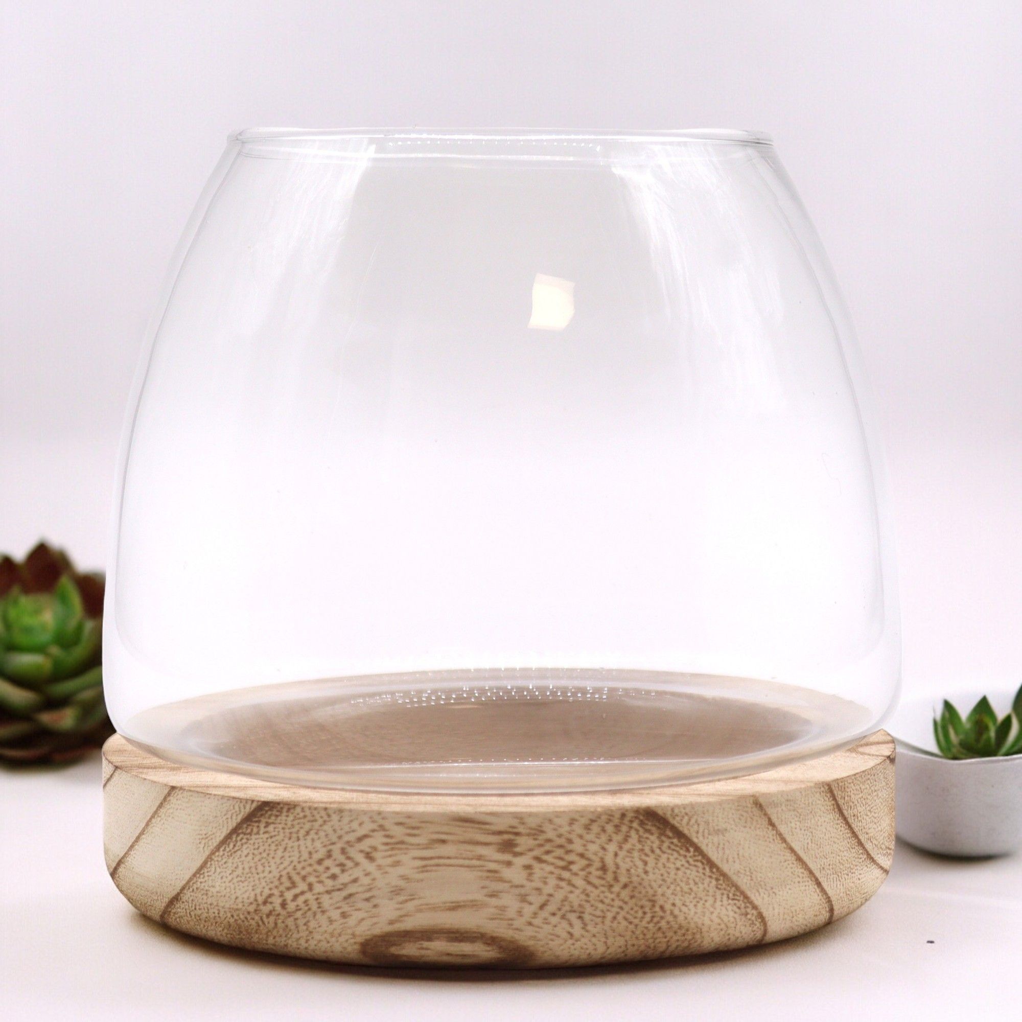 Crystal Sanctuary Terrarium on Tung Wood Stand — Medium