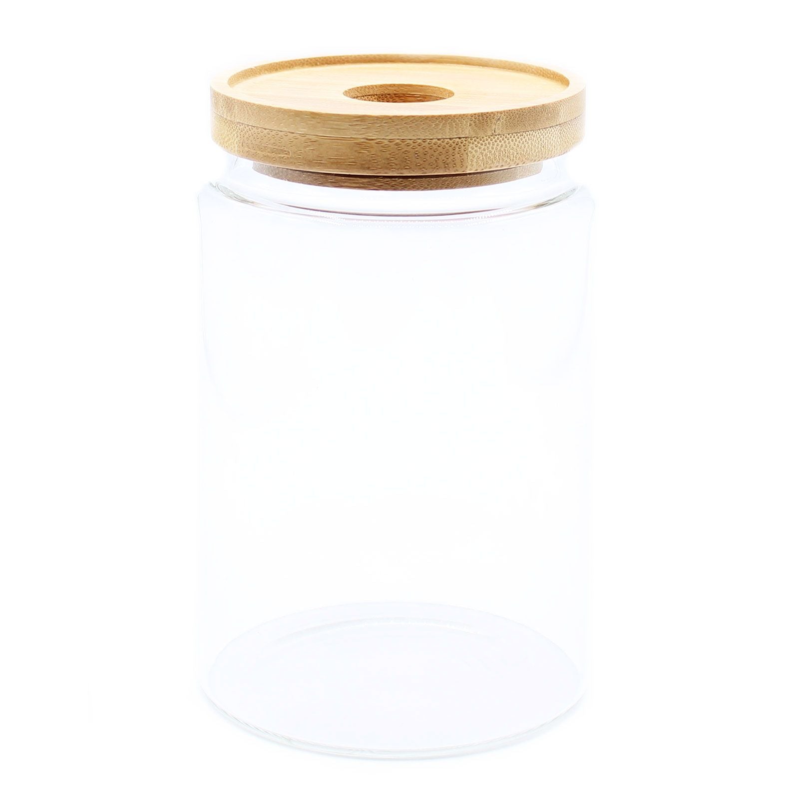 Cottage Bamboo Glass Jar  15cm