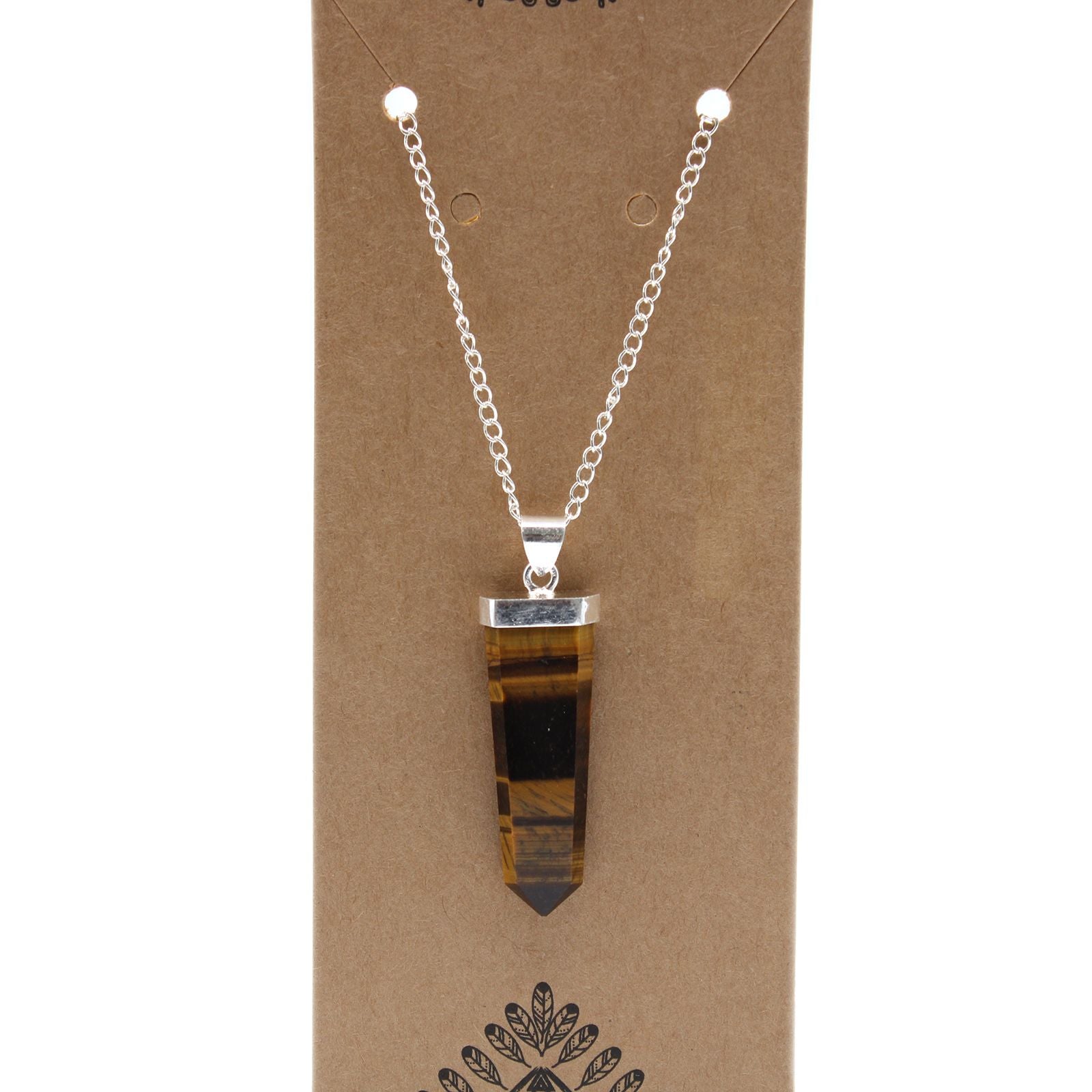 Tiger Eye Gemstone Flat Pencil Pendant