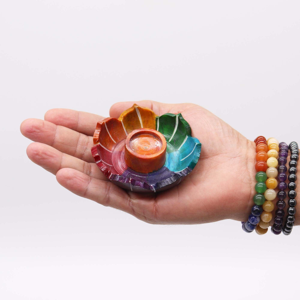 Chakra Colours Soapstone Small Lotus Flower Incense Holder