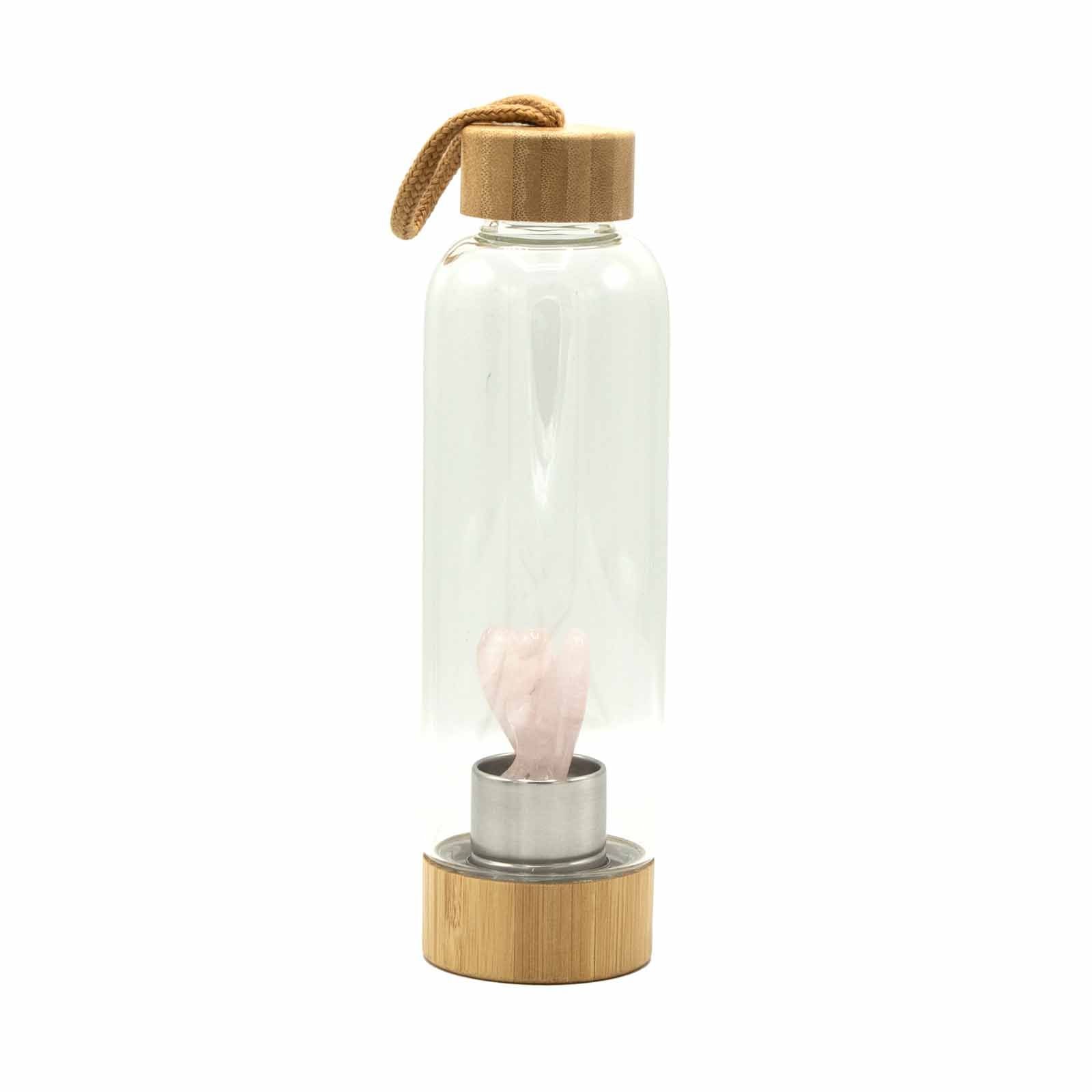 Angel Rejuvenating Rose Quartz Crystal Infused Glass Water Bottle