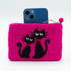 Two Cats Natural Felt Zipper Pouch (asst)