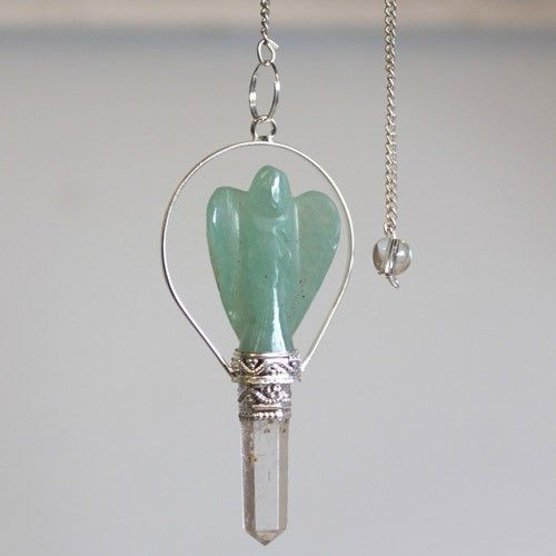 Green Adventurine Angel Pendulum with Ring