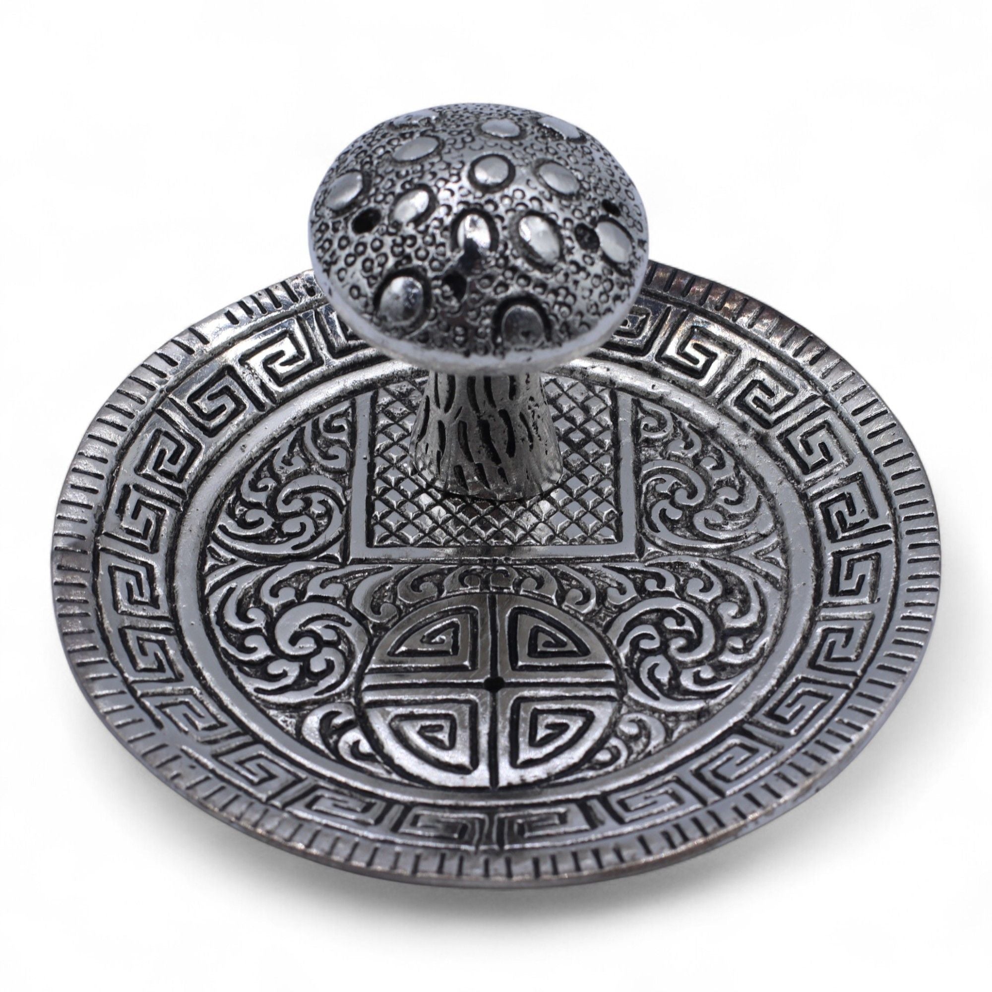 Silver Effect Mushroom Plate  Incense Holder