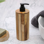 Round Natural Teakwood Soap Dispenser