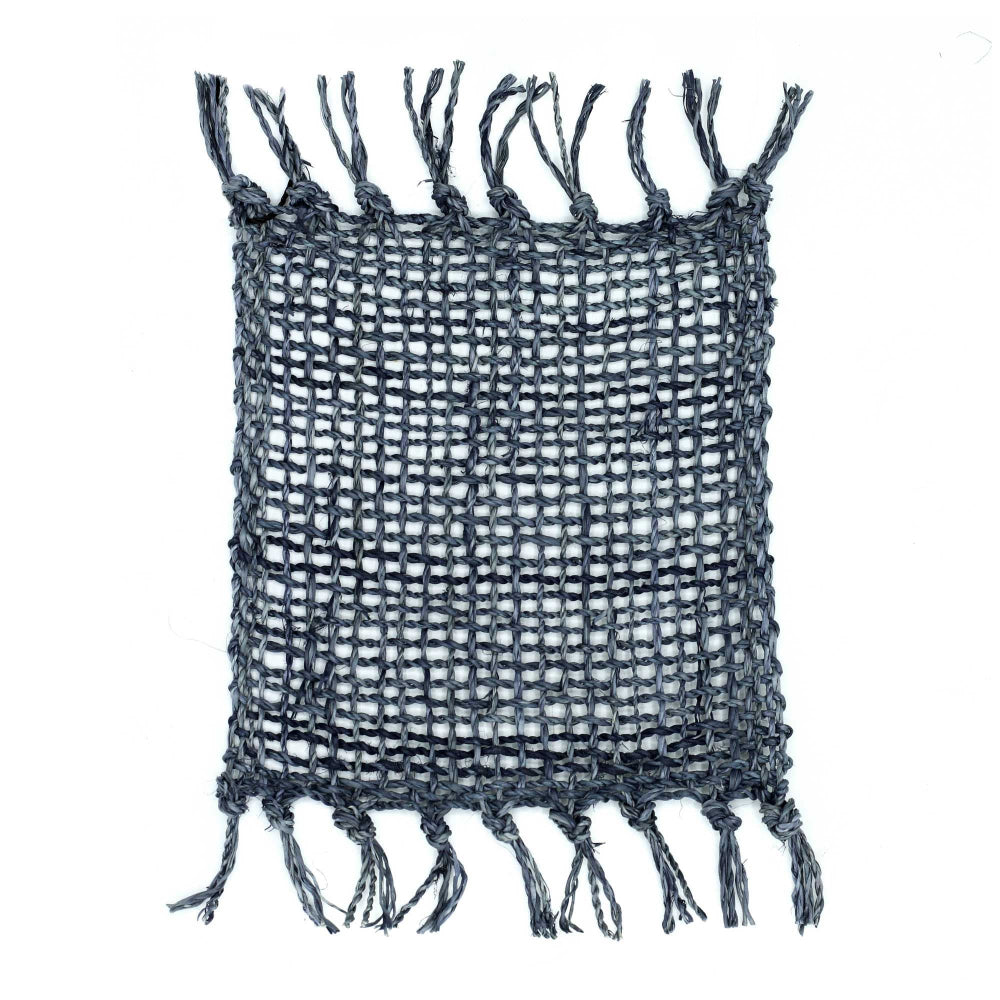 Charcoal Set of 4 Seagrass Fringe Natural Coasters