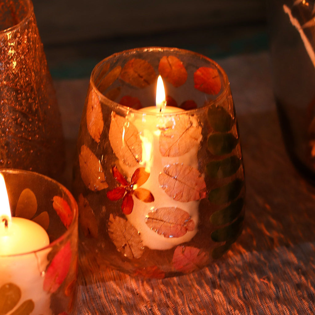 Primavera Natural Floral Glass Vase Candle Holder