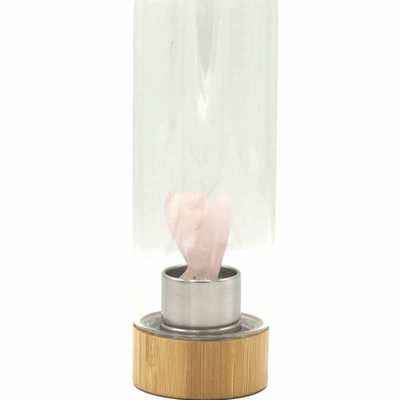 Angel Rejuvenating Rose Quartz Crystal Infused Glass Water Bottle