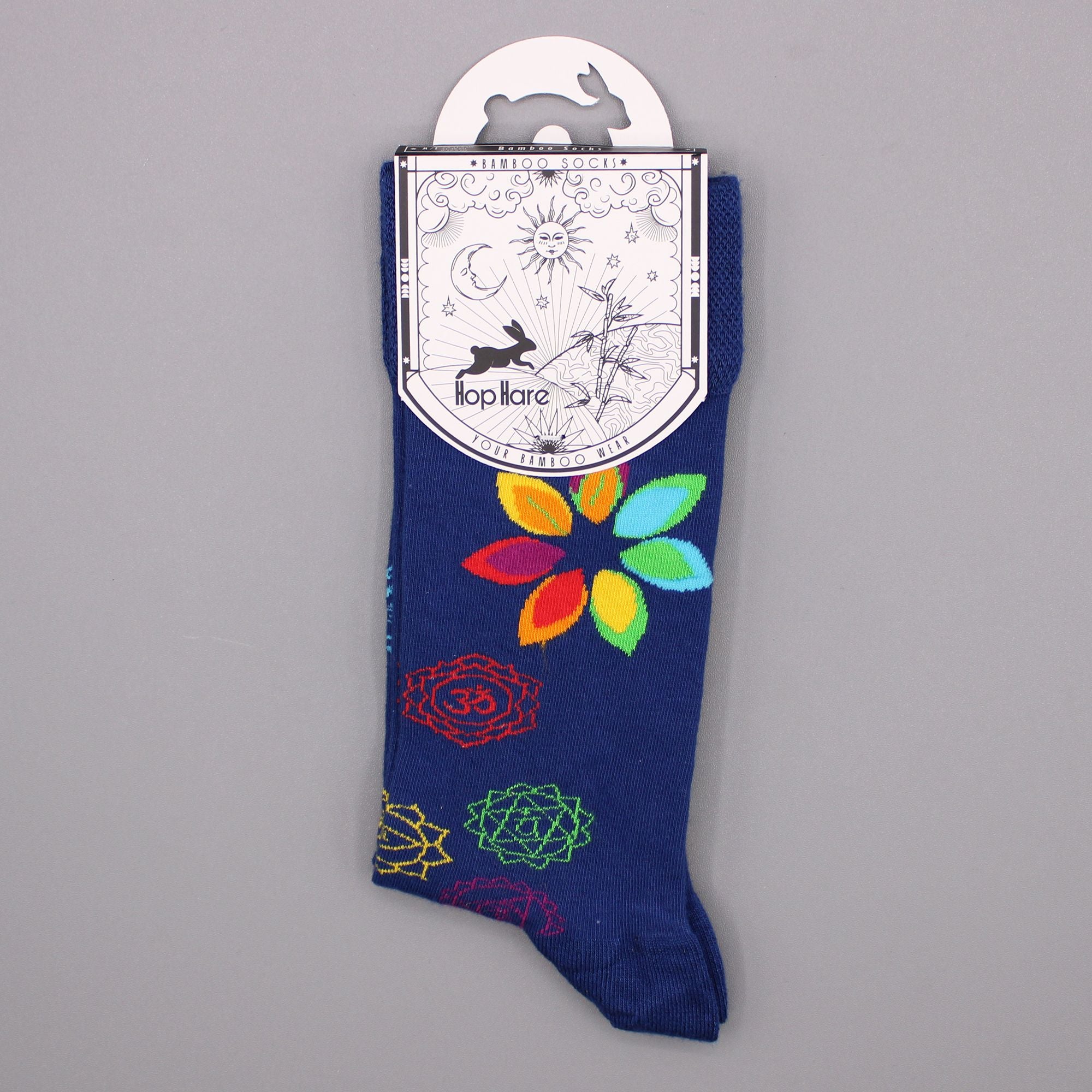 Rainbow Chakra Hop Hare Bamboo Socks S/M
