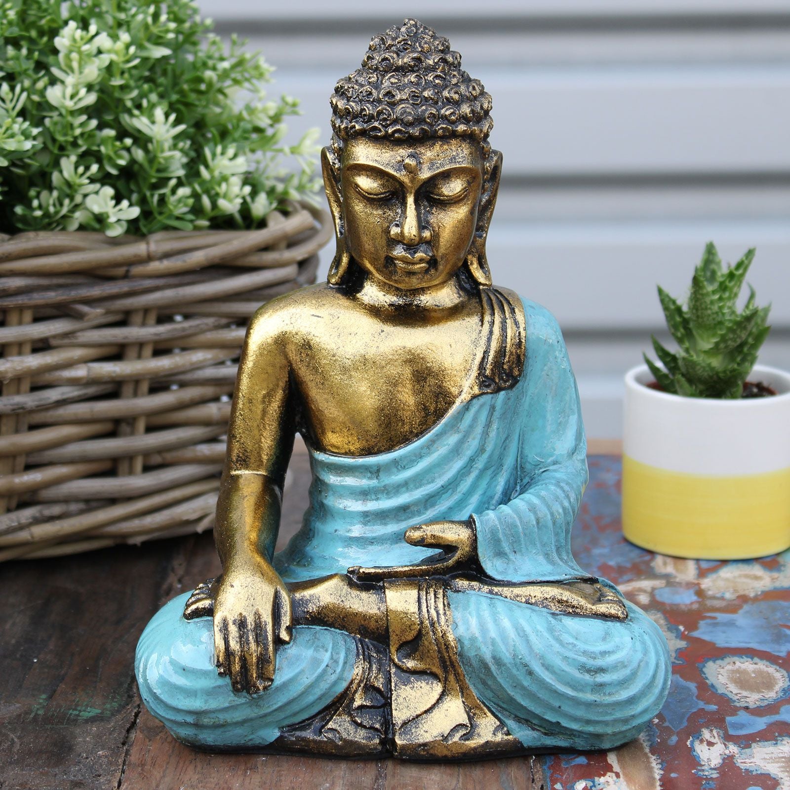 Teal & Gold Buddha  Large