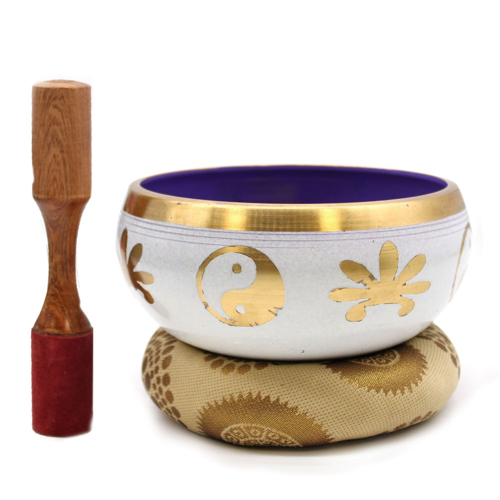 Yin & Yang White/Purple Singing Bowl Set 14cm