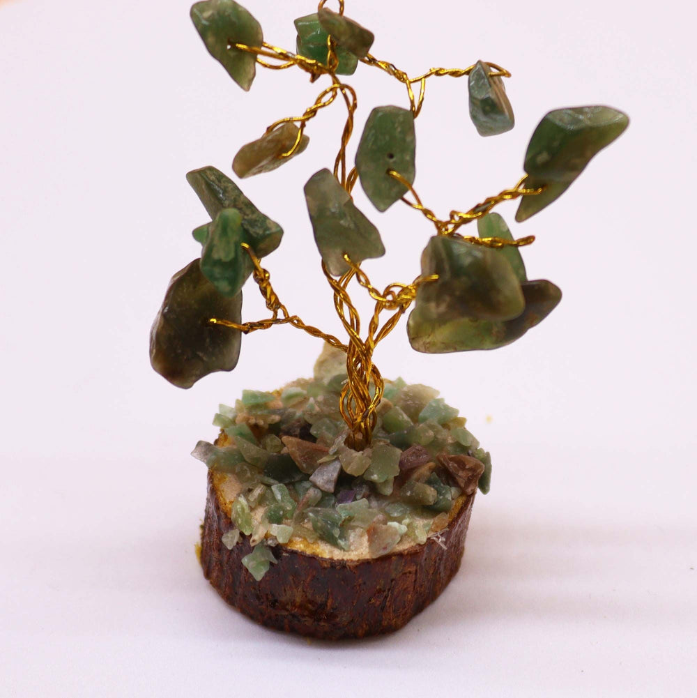 Green Aventurine (15 stone) Mini Gemstone Tree On Wood Base