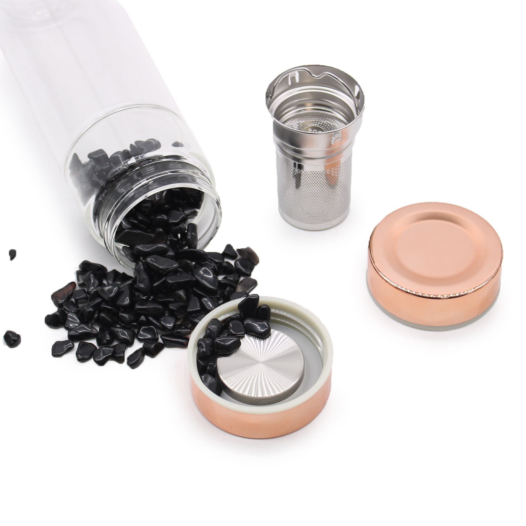 Red Jasper Crystal Glass Tea Infuser Bottle