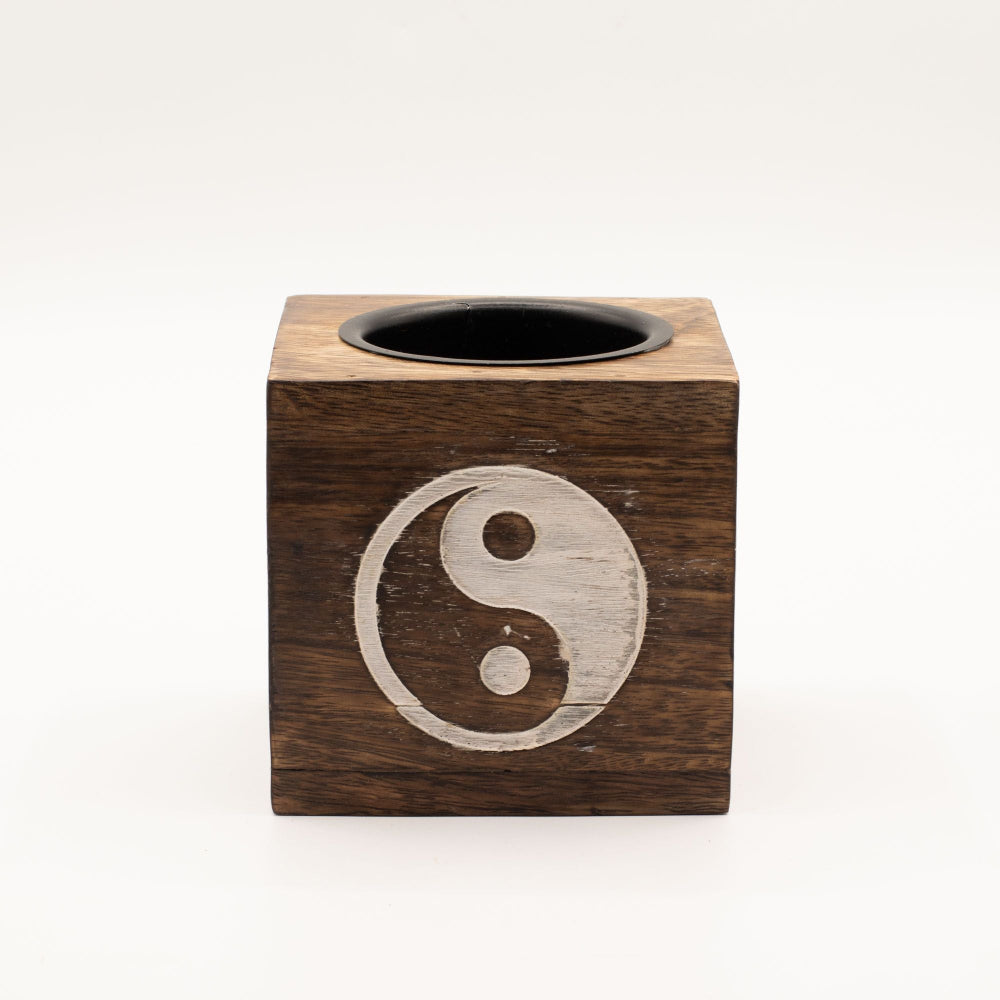 Yin Yang Square Mango Wood Oil Burner
