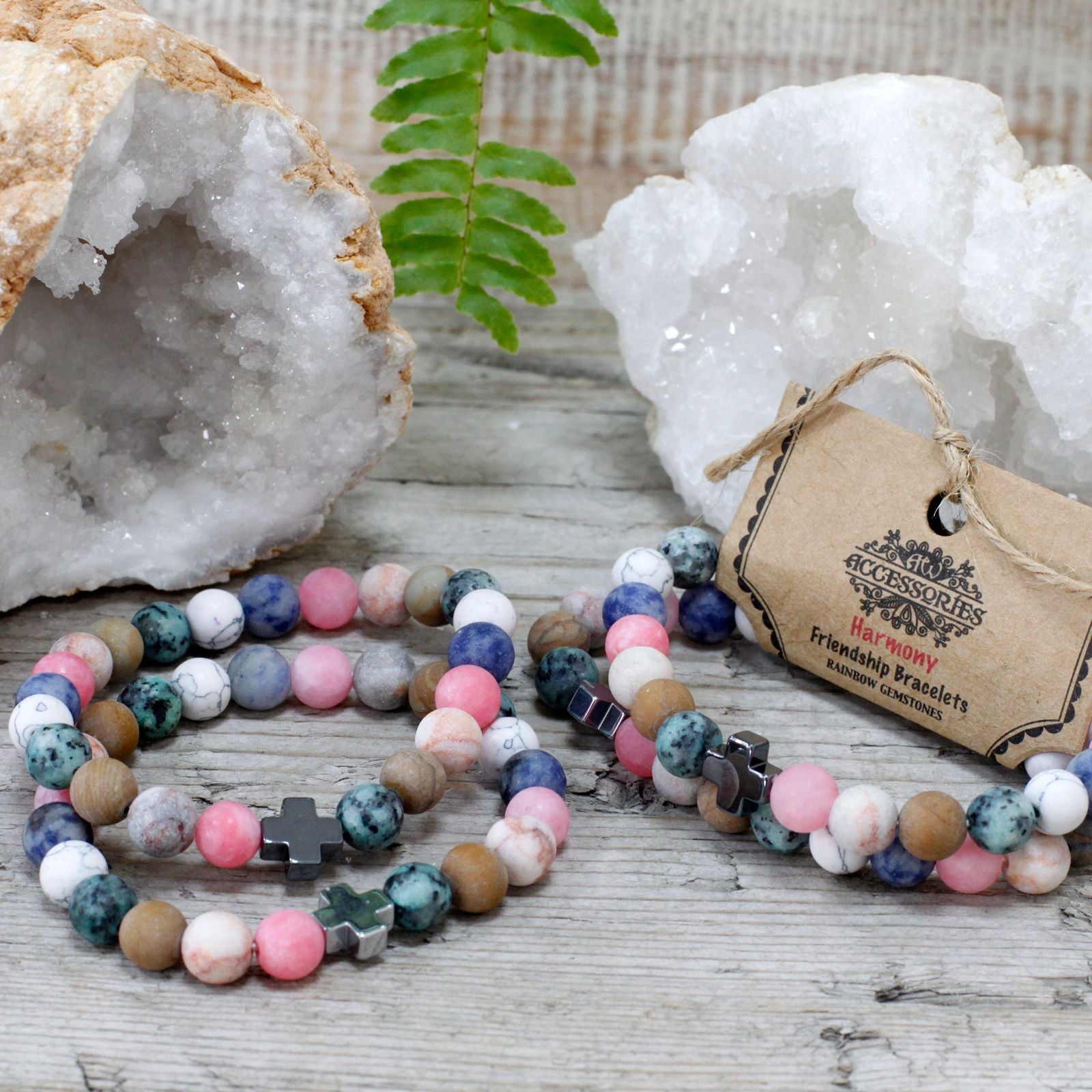 Harmony Rainbow Gemstones Set of 2 Gemstones Friendship Bracelets