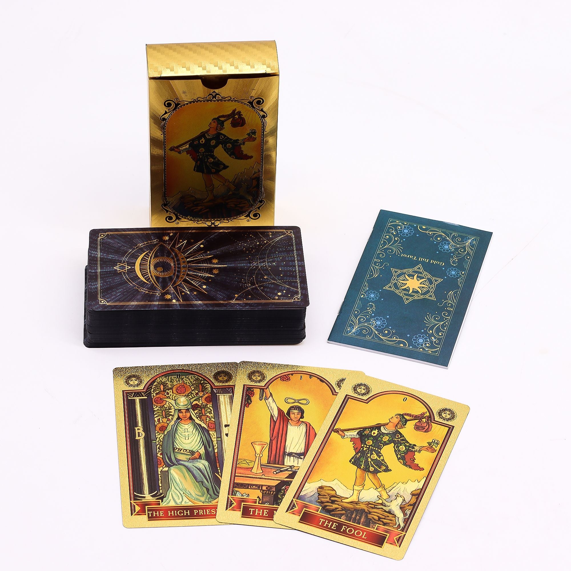 All Seeing Eye Blue & Gold Foil Tarot Card Set with booklet