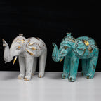 White Gold Wood Carved Elephant