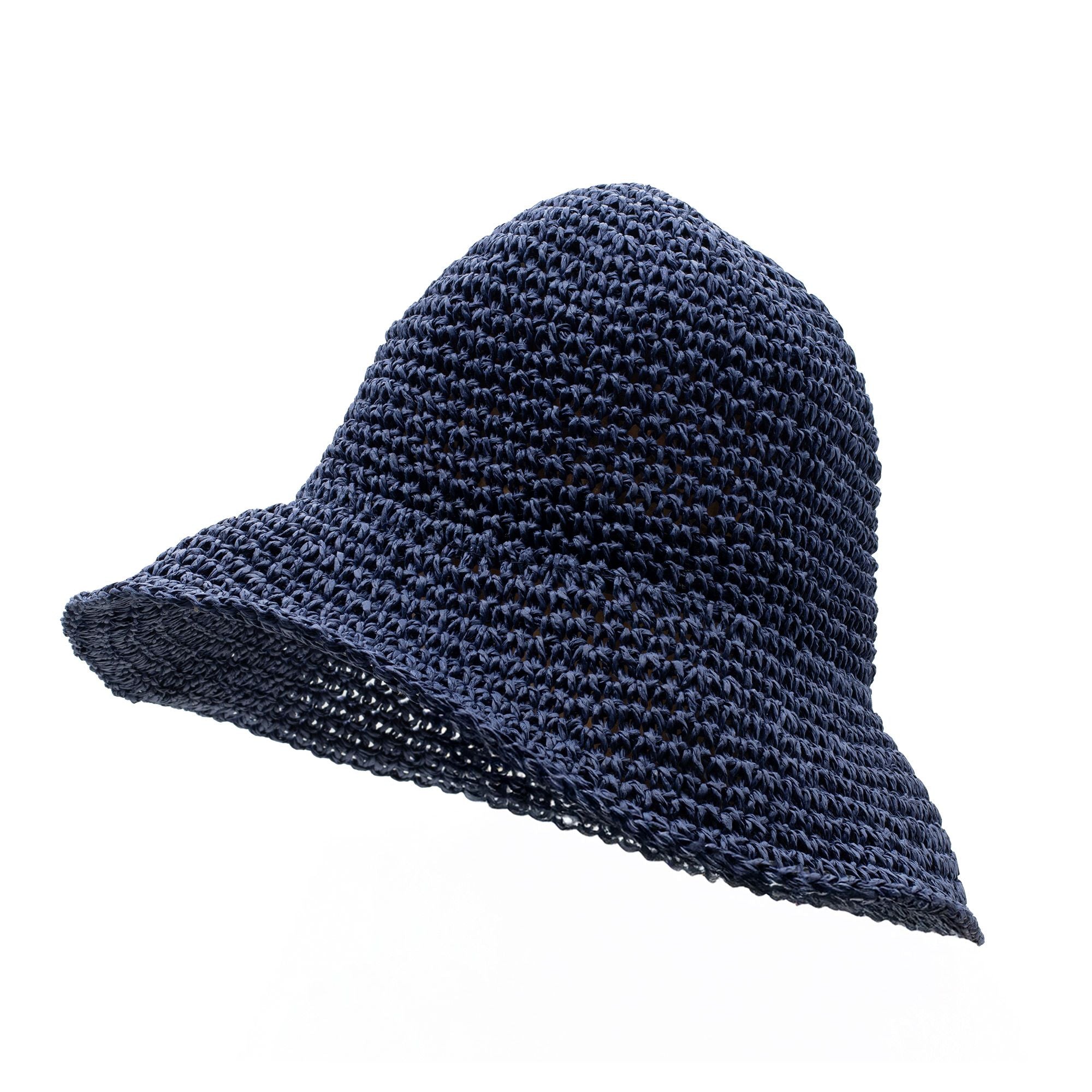 Navy Blue Nomad Sari Floppy Straw Sun Hat