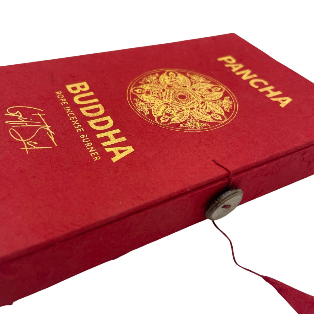 Pancha Buddha Rope Incense and Silver Plated Holder Set