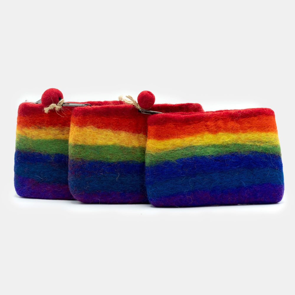 Rainbow Natural Felt Zipper Pouch (asst)