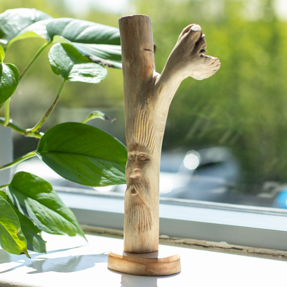 Handmade Parasite Wood Carving — Green Man
