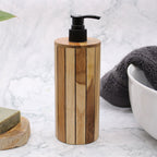 Round Natural Teakwood Soap Dispenser