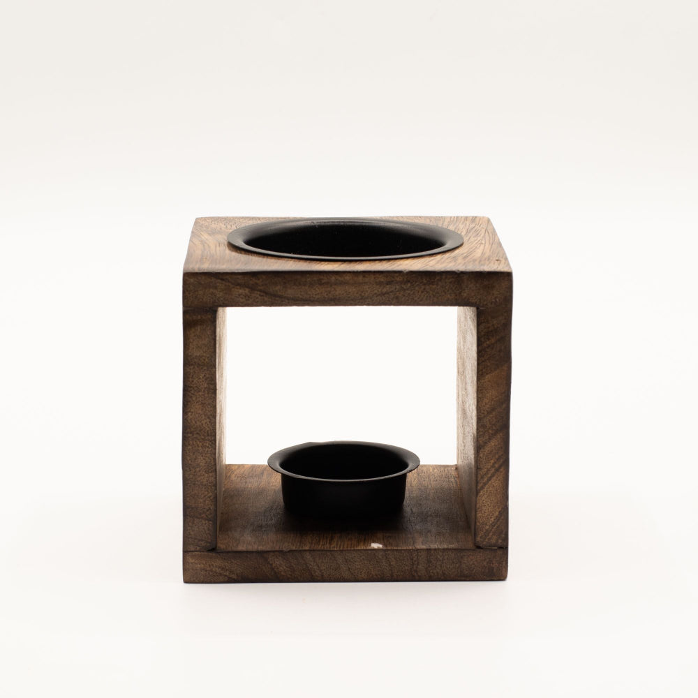 Yin Yang Square Mango Wood Oil Burner