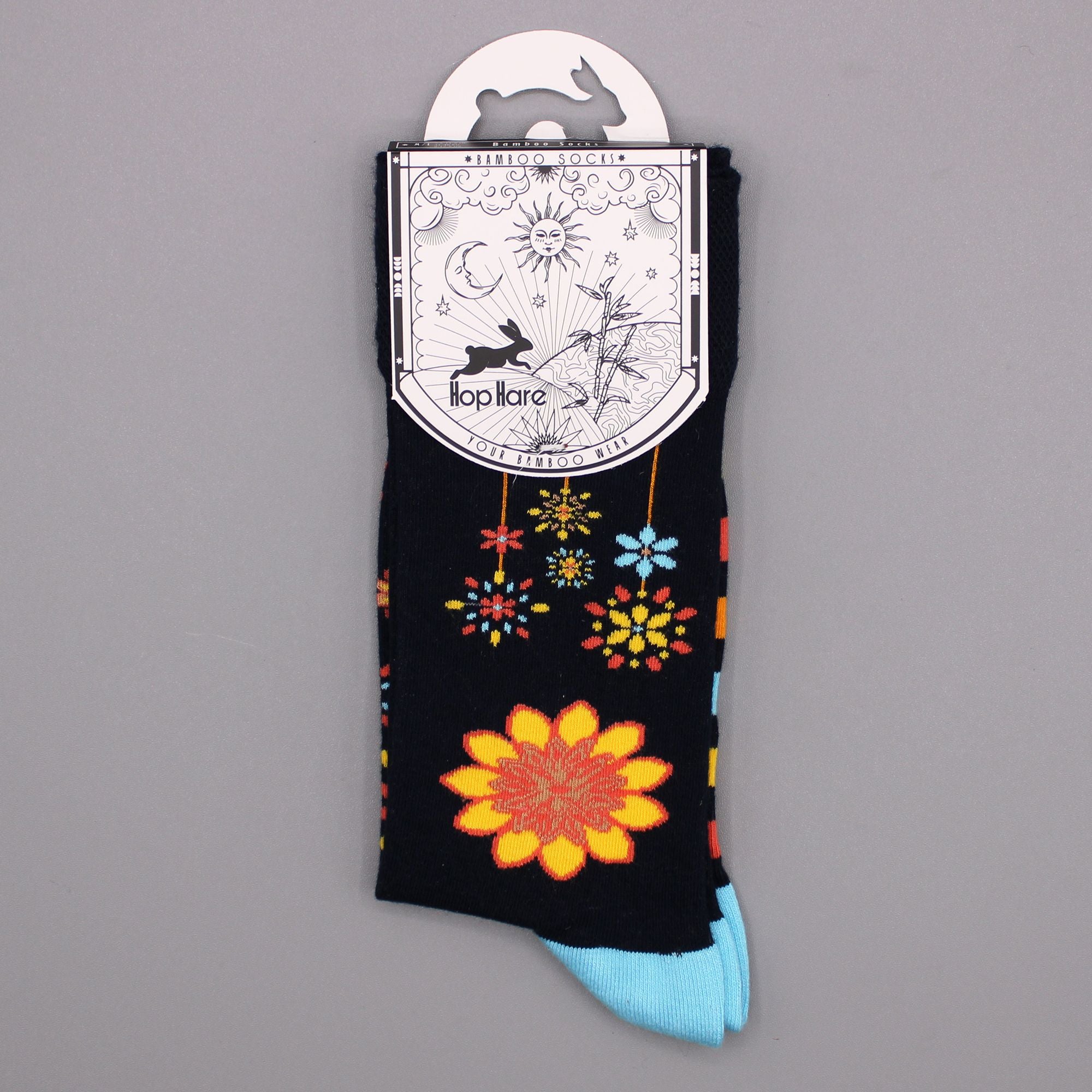 Mandala Flowers Hop Hare Bamboo Socks S/M