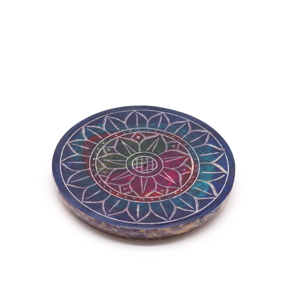Lotus in Lotus Soapstone Disc Incense Holder