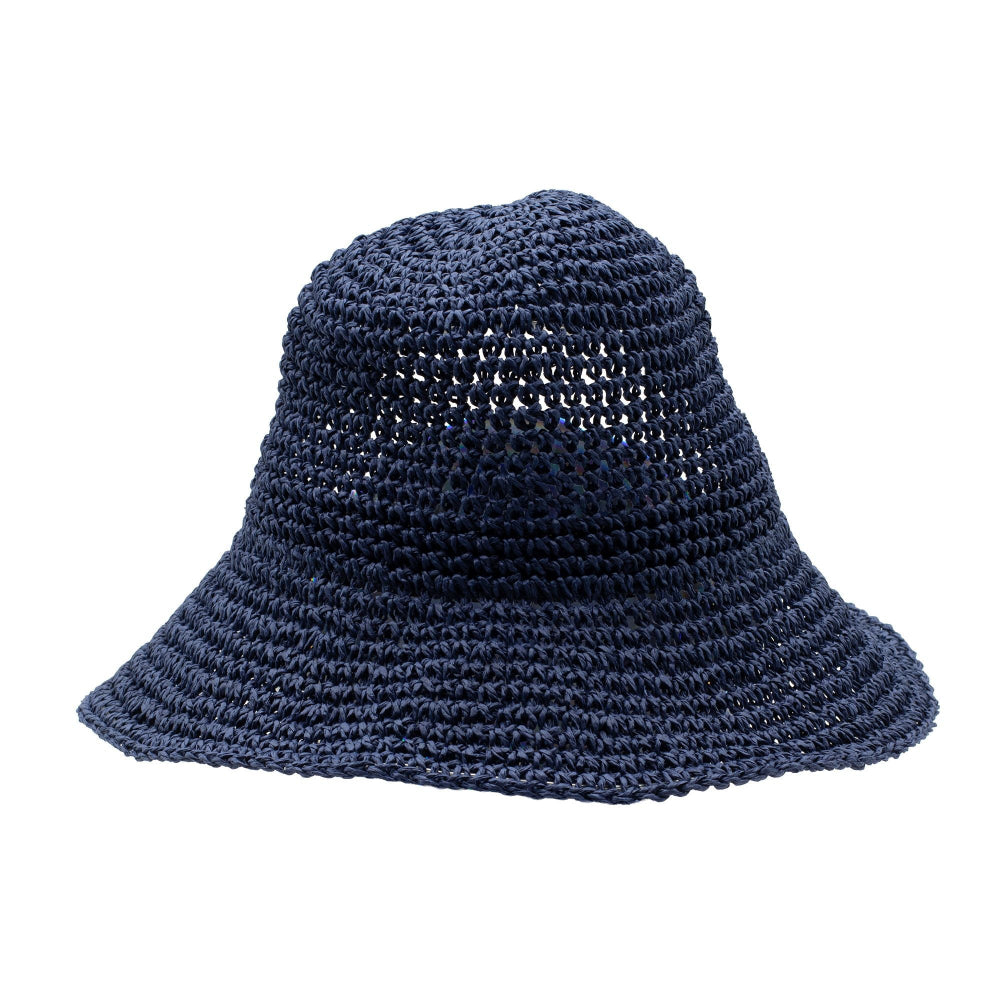 Navy Blue Nomad Sari Floppy Straw Sun Hat