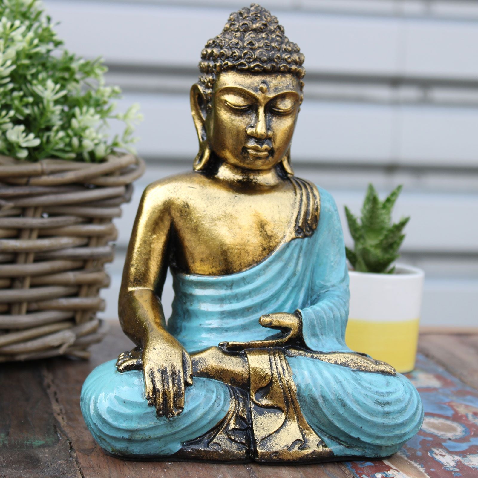 Teal & Gold Buddha  Large