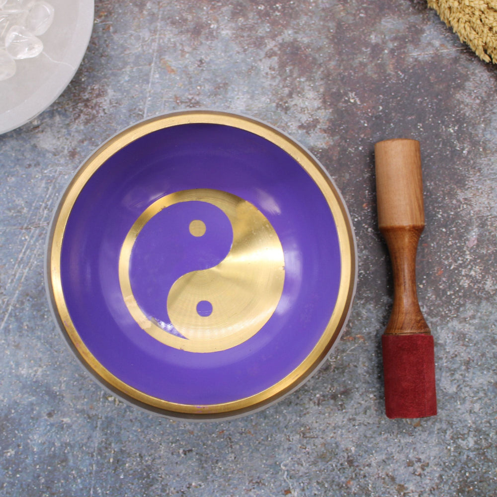 Yin & Yang White/Purple Singing Bowl Set 14cm