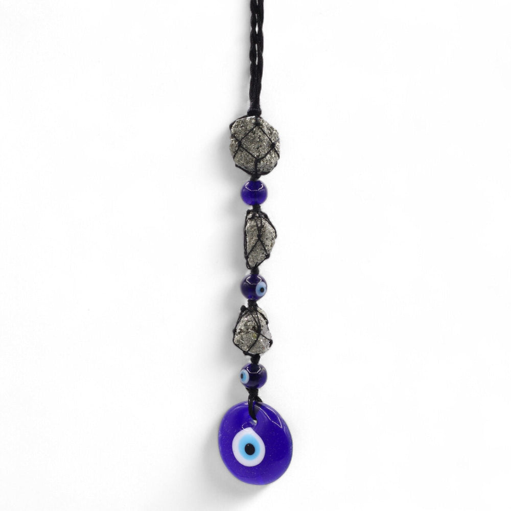 Evil Eye Pyrite Stones & Beads Hanging Stone Pendant