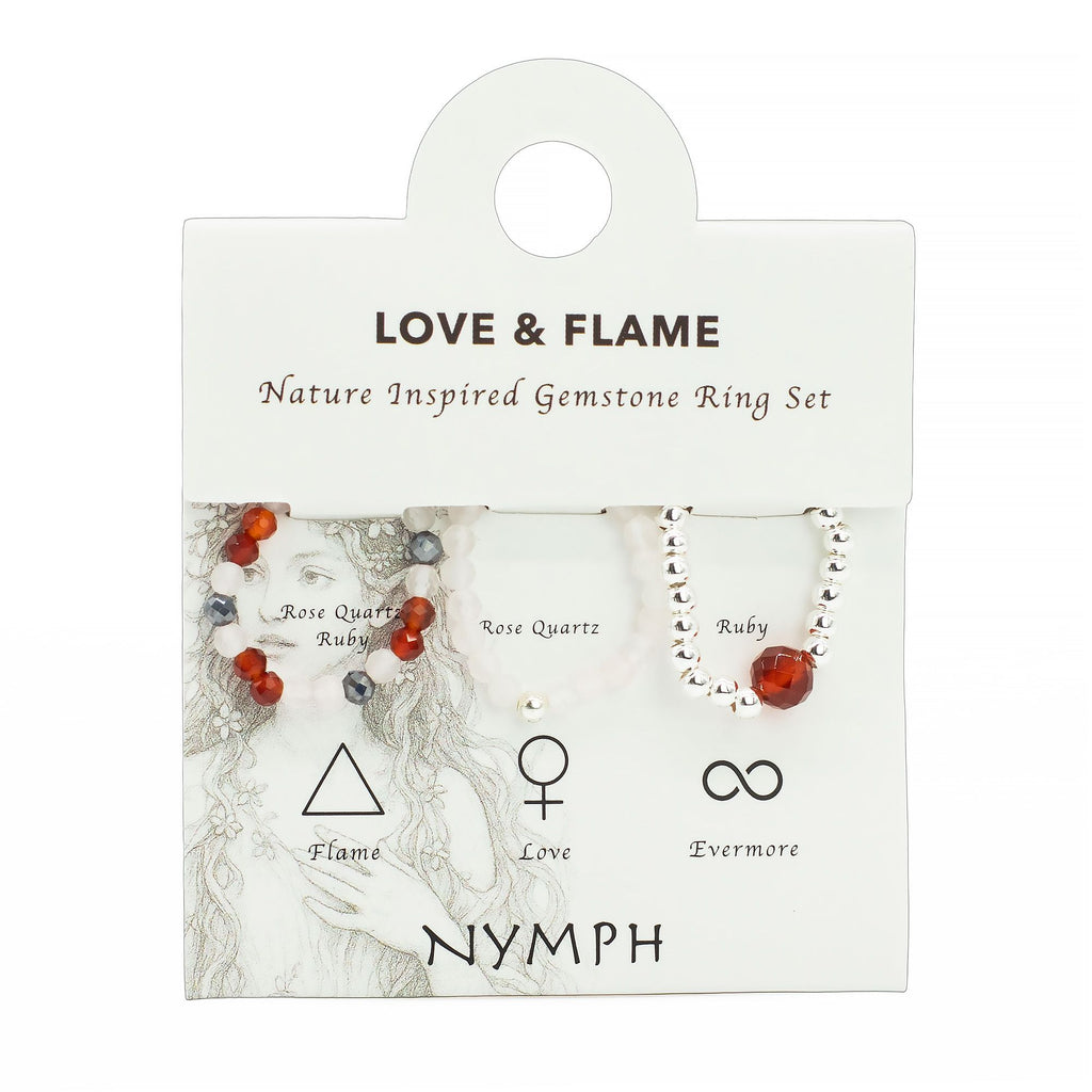 Love & Flame Nymph Spirit Gemstone Ring Set