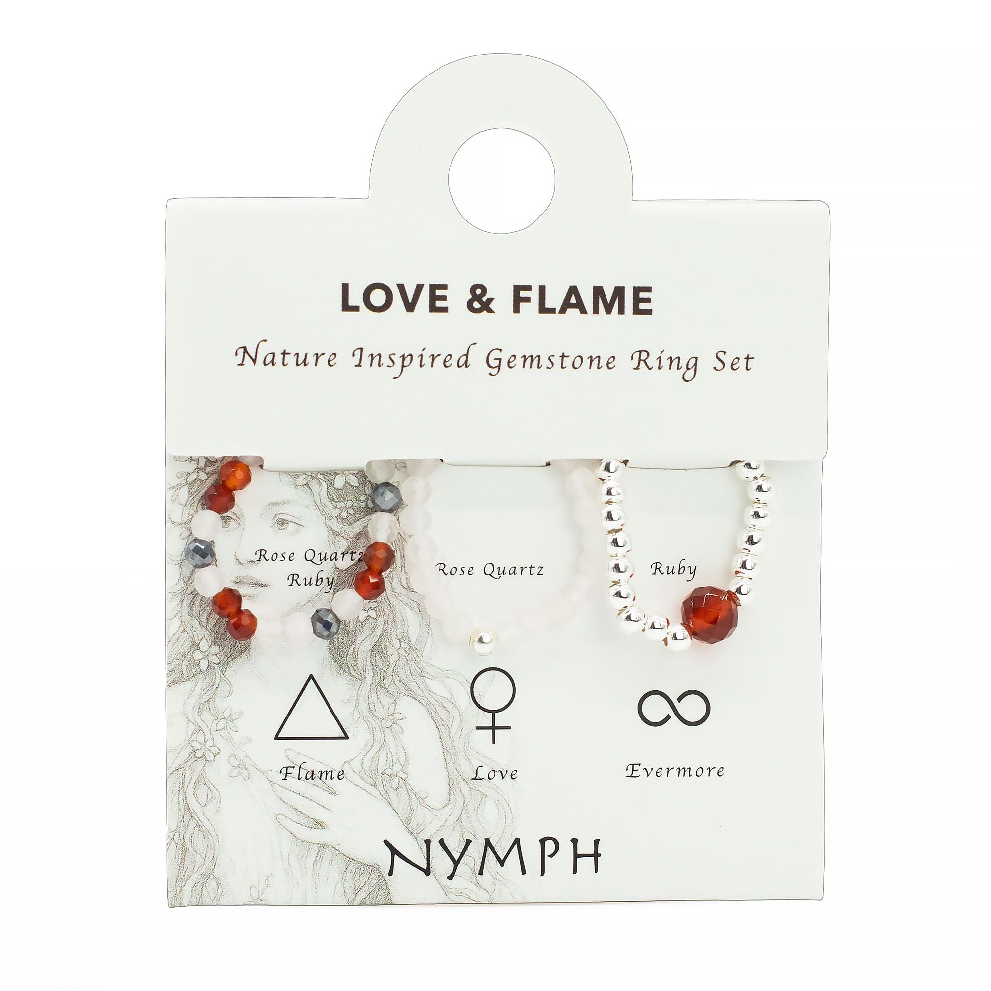 Love & Flame Nymph Spirit Gemstone Ring Set