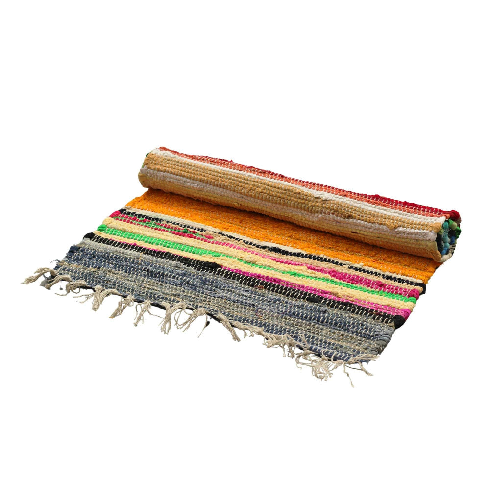 Rainbow Colours Small Rag Rug - 50x90cm