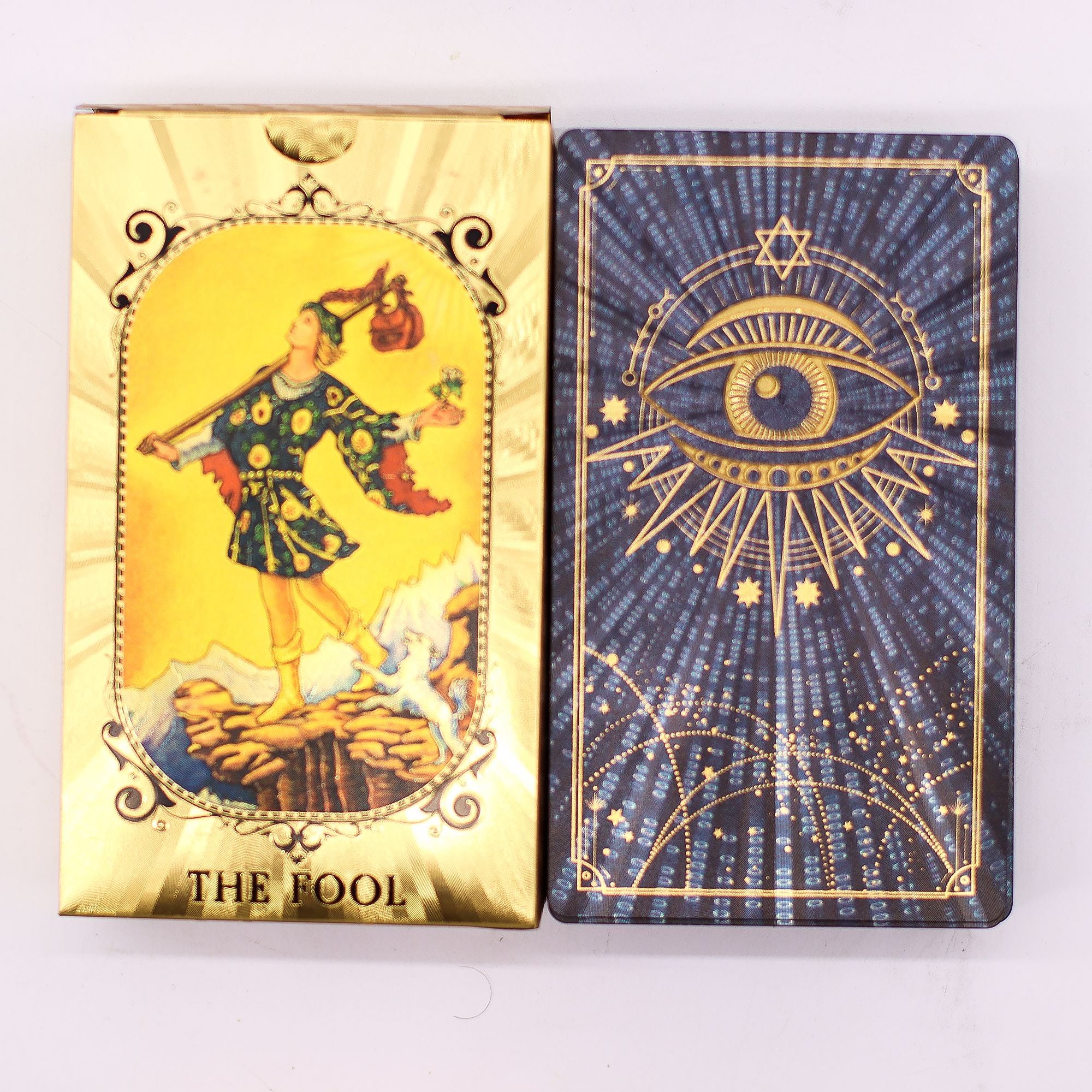 All Seeing Eye Blue & Gold Foil Tarot Card Set with booklet