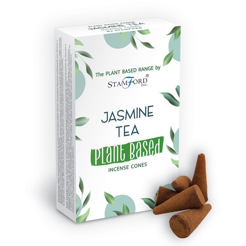Jasmine Tea Incense Cones | Plant Based & Vegan | Stamford Premium | Pack of 12