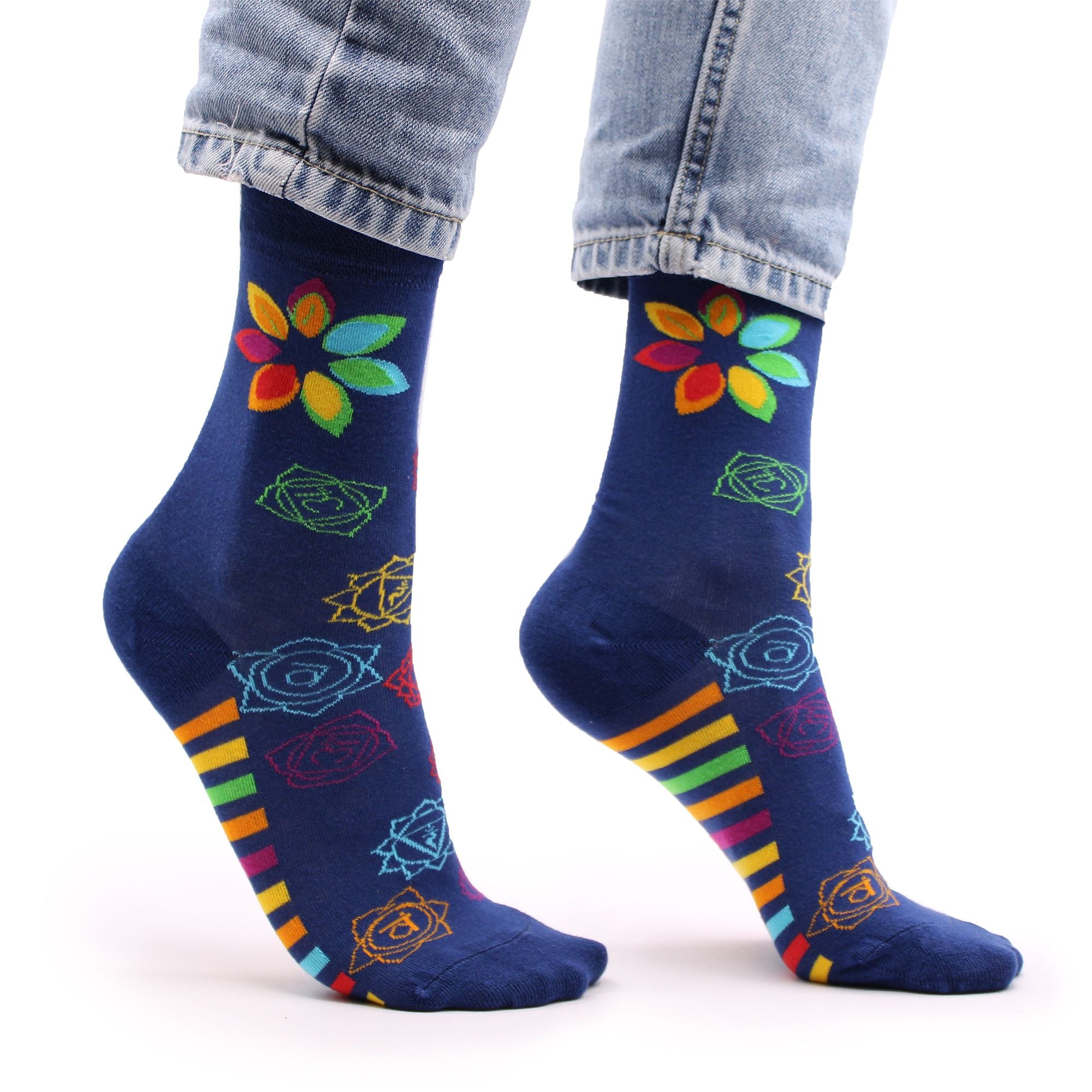 Rainbow Chakra Hop Hare Bamboo Socks S/M