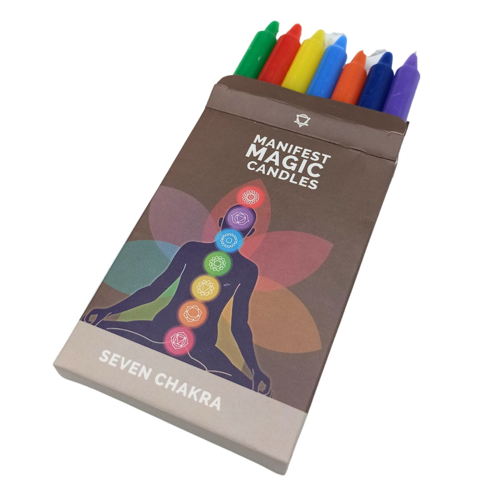 Seven Chakra Manifest Magic Candles – Pack of 7 | Full Chakra Alignment Set