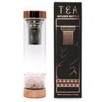 Rose Quartz Rose Gold Crystal Glass Tea Infuser Bottle