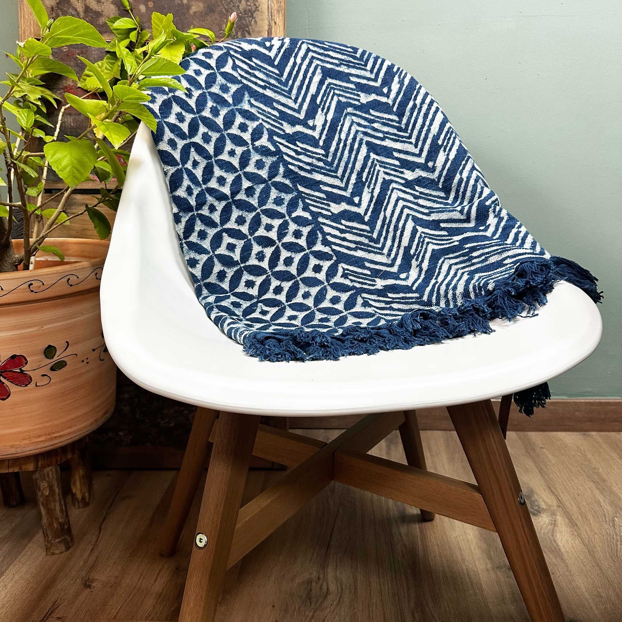 Namoona Waves Handmade Indigo Throw